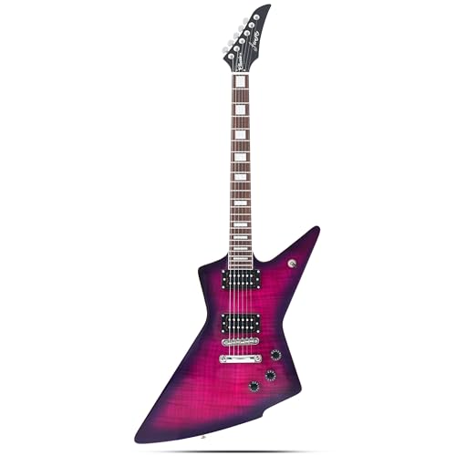 Firefly FFLX Solid Body Electric Guitar,Mahogany Guitar body,Stainless steel and ball end frets,rosewood fretboard(Purple Color)