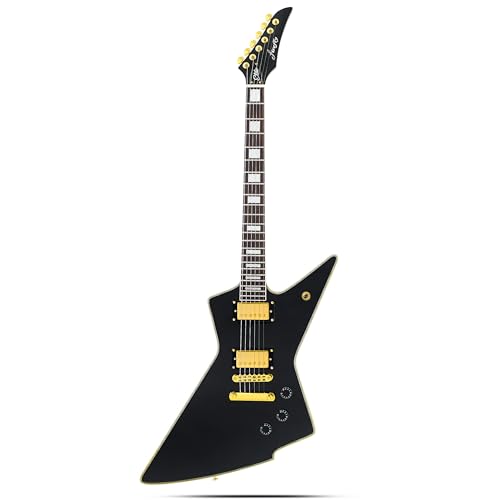Firefly FFLX Solid Body Electric Guitar,Mahogany Guitar body,Stainless steel and ball end frets,rosewood fretboard(Black Color).