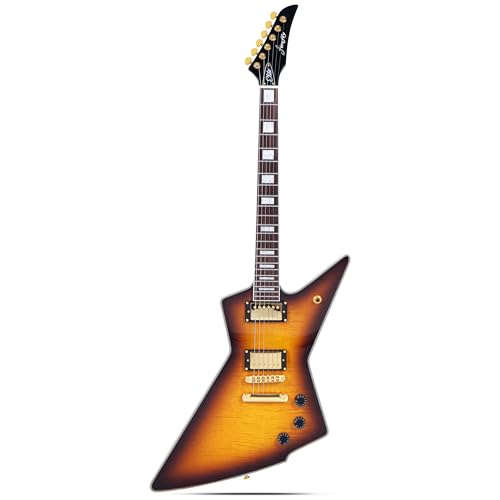 Firefly FFLX Solid Body Electric Guitar,Mahogany Guitar body,Stainless steel and ball end frets,rosewood fretboard(Vintage Sunburst Color)